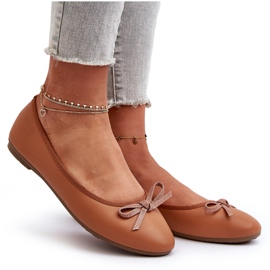 Ballerines En Cuir Écologique Avec Noeud Camel Sandelal brun 7