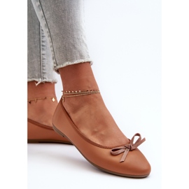 Ballerines En Cuir Écologique Avec Noeud Camel Sandelal brun 6
