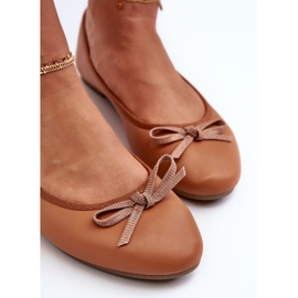Ballerines En Cuir Écologique Avec Noeud Camel Sandelal brun 5