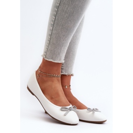 Ballerines en cuir écologique avec nœud, sandelal blanc blanche 2