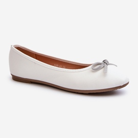 Ballerines en cuir écologique avec nœud, sandelal blanc blanche 1