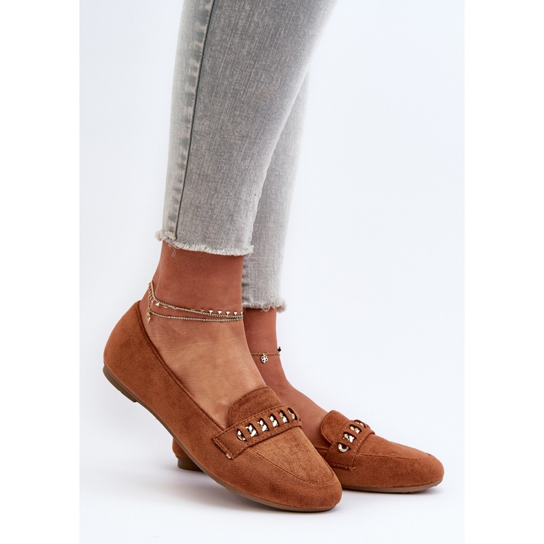 Mocassins Femme Brillants Avec Chaîne Camel Aredilla brun 2 Mocassins Femme Brillants Avec Chaîne Camel Aredilla brun 2