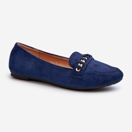 Mocassins brillants pour femmes avec chaîne, bleu marine Aredilla 1