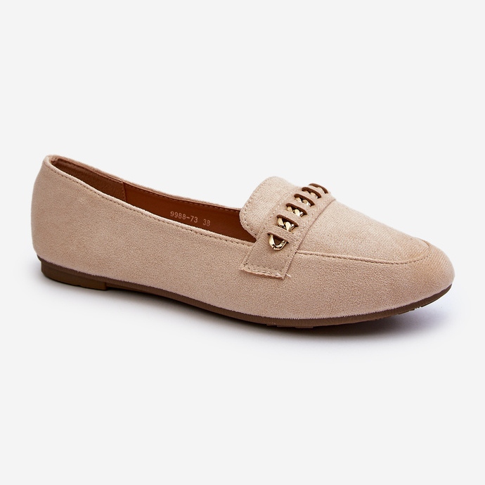 Mocassins brillants pour femmes avec chaîne, beige Aredilla 1 Mocassins brillants pour femmes avec chaîne, beige Aredilla 1