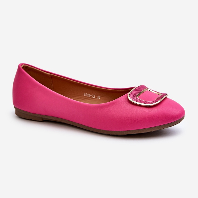 Ballerines en cuir écologique fuchsia Enicoria avec décoration rose 1