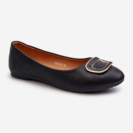Ballerines en cuir écologique noir avec décoration par Enicoria le noir 1