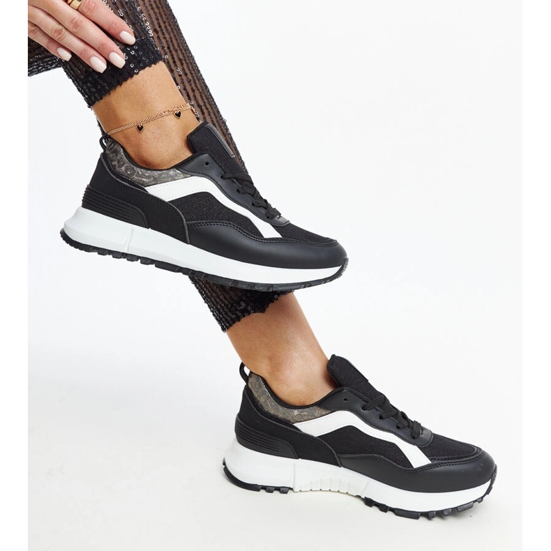 Baskets plateforme noires à paillettes Evelia le noir 1 Baskets plateforme noires à paillettes Evelia le noir 1