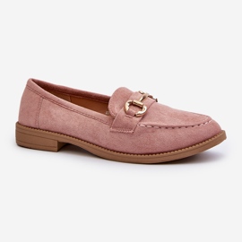 Mocassins Femme À Talon Plat Avec Décoration Aviole Rose 1