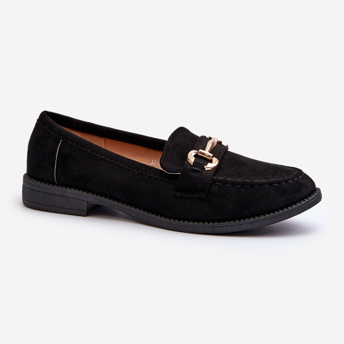 Mocassins femme à talon plat avec décoration, noir aviole le noir 1 Mocassins femme à talon plat avec décoration, noir aviole le noir 1