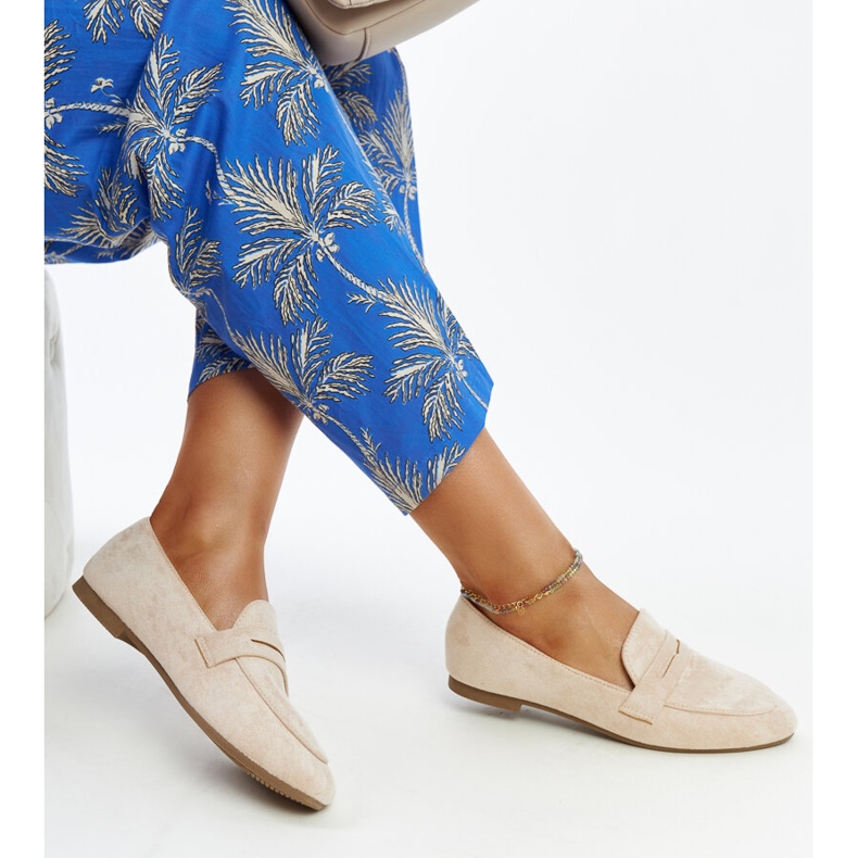 Mocassins beige clair en éco-daim Hennie 1