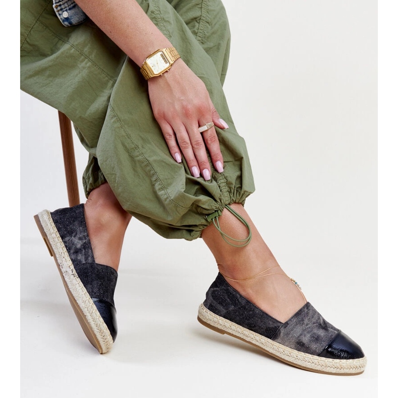 Espadrilles Surana brillantes noires 1