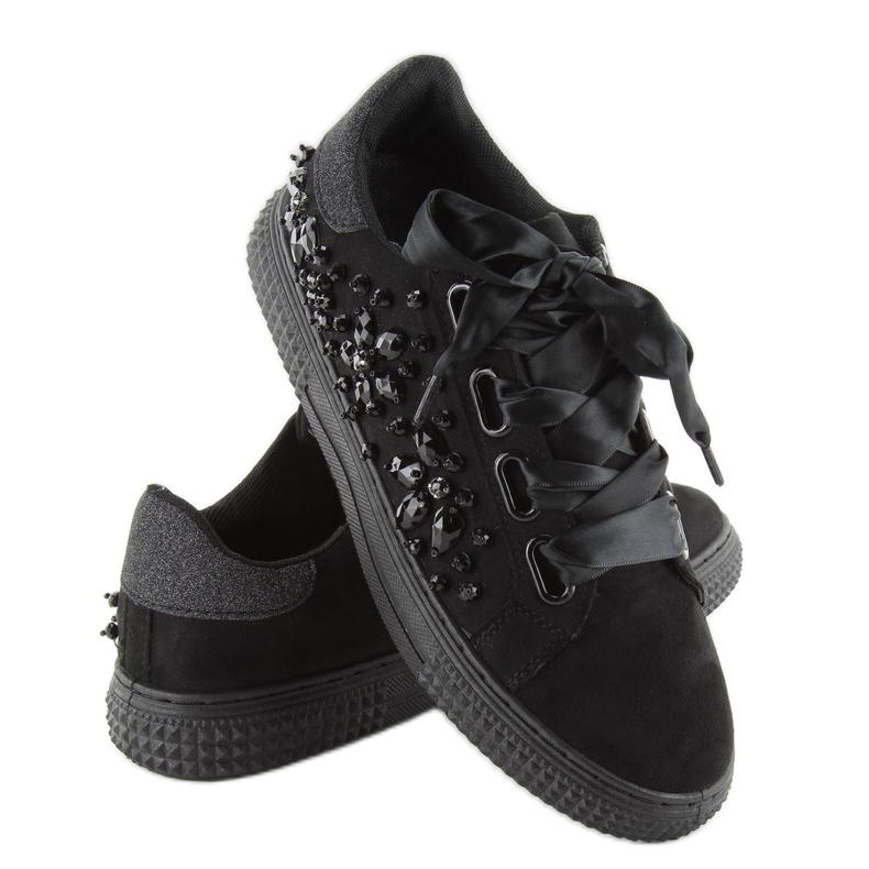 Baskets en satin 16-535 Lacets noirs le noir 2
