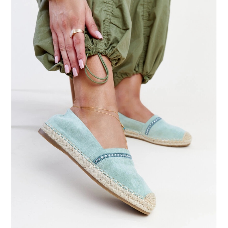 Espadrilles vertes avec strass Abia 1
