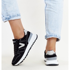 Baskets noires avec semelle Olonio en éco-daim plus épaisse le noir 3
