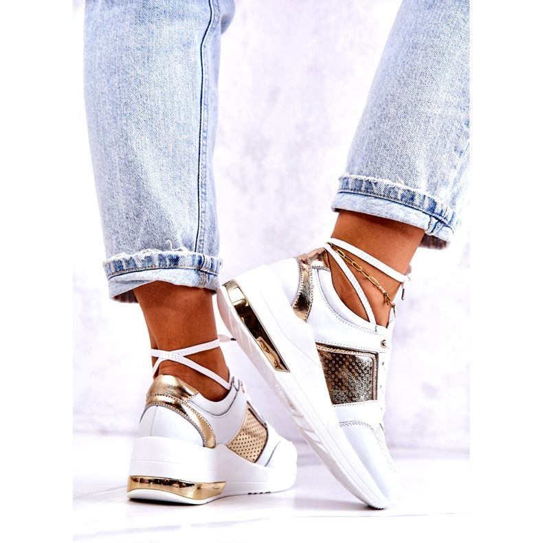 S.Barski Chaussures De Sport En Cuir Pour Femmes Sur Un Compensé Blanc Larson blanche 4 S.Barski Chaussures De Sport En Cuir Pour Femmes Sur Un Compensé Blanc Larson blanche 4