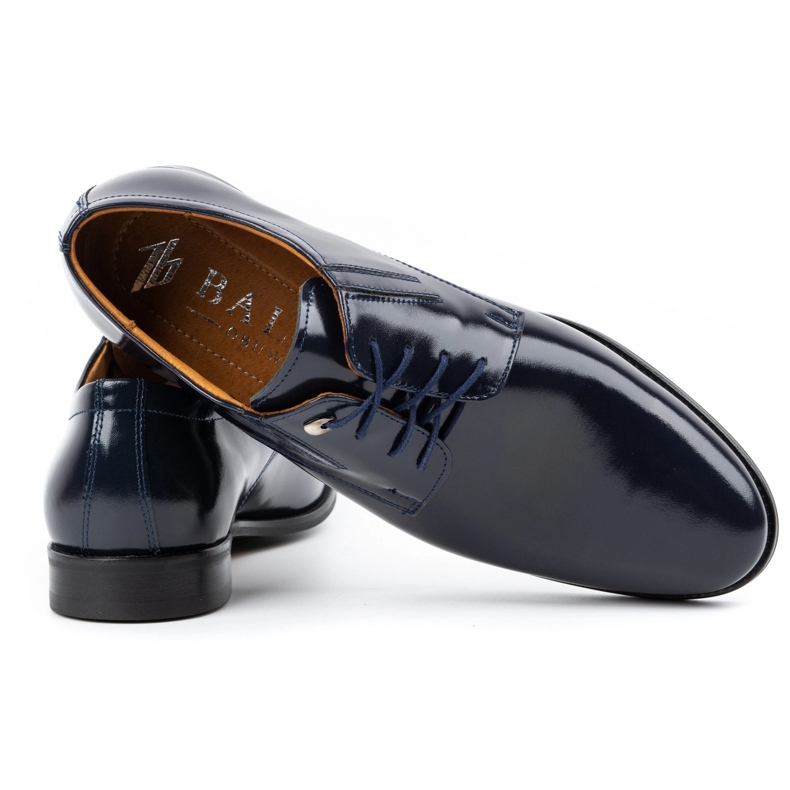 Balak Chaussures habillées en cuir pour hommes, cuir verni 480, bleu marine 3