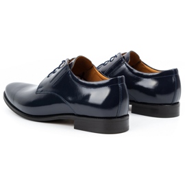 Balak Chaussures habillées en cuir pour hommes, cuir verni 480, bleu marine 4