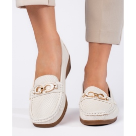 Mocassins femme blancs à talon bas 1