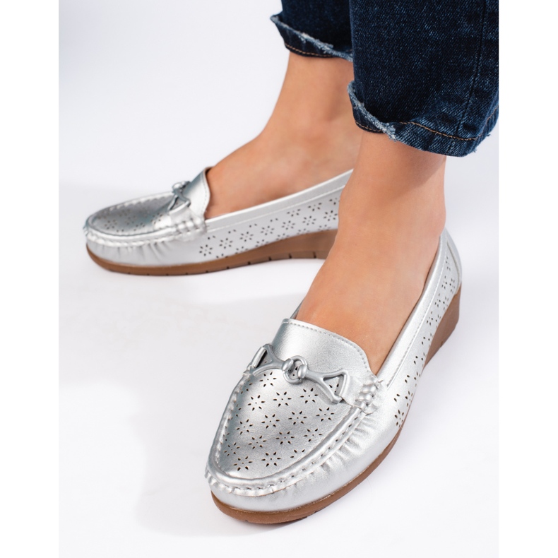 Mocassins femme argent 1