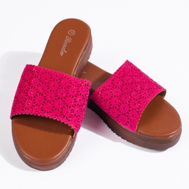 Claquettes plateforme femme fuchsia rose 2