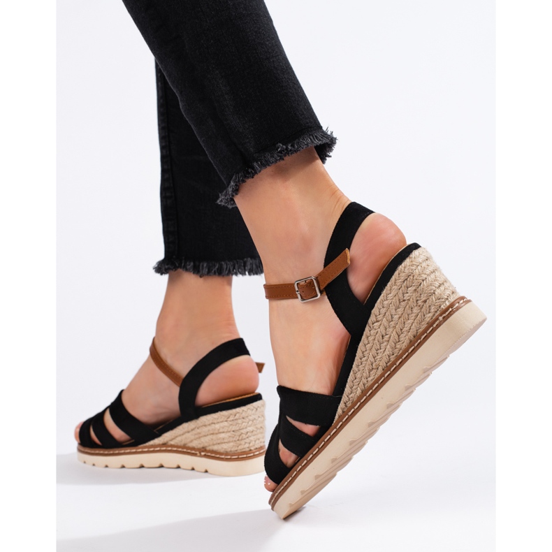 Sandales compensées noires pour femmes le noir 2