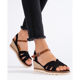 Sandales compensées noires pour femmes le noir 1