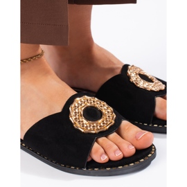 Goodin Chaussons femme en daim noir le noir 3