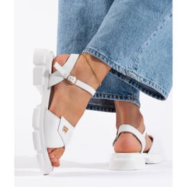 Goodin Sandales confortables en cuir blanc pour femme blanche 2
