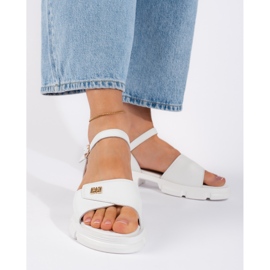 Goodin Sandales confortables en cuir blanc pour femme 1