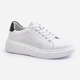 Baskets Plateformes En Cuir Femme Blanc Gatira 2