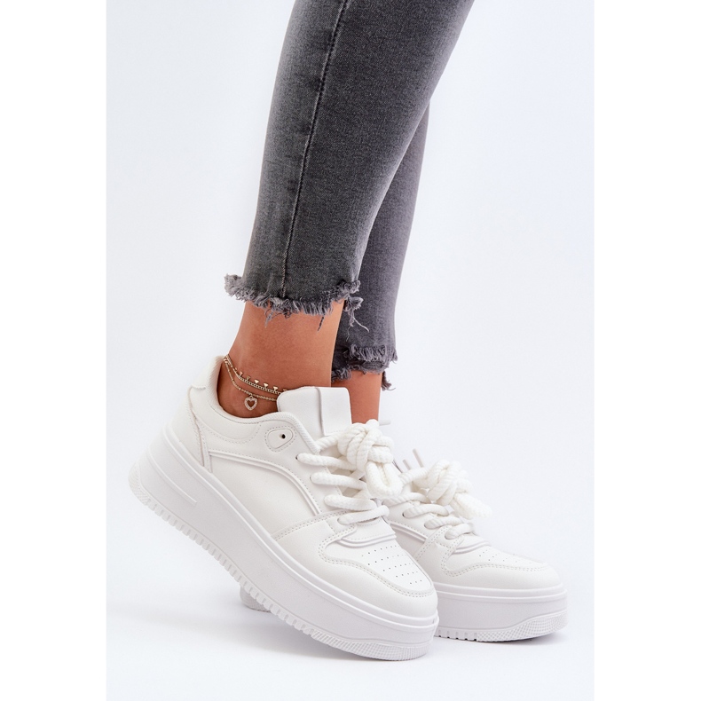 Baskets Plateforme Femme Cuir Eco Blanc Vhisper 2