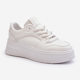 Baskets Plateforme Femme Cuir Eco Blanc Vhisper blanche 1