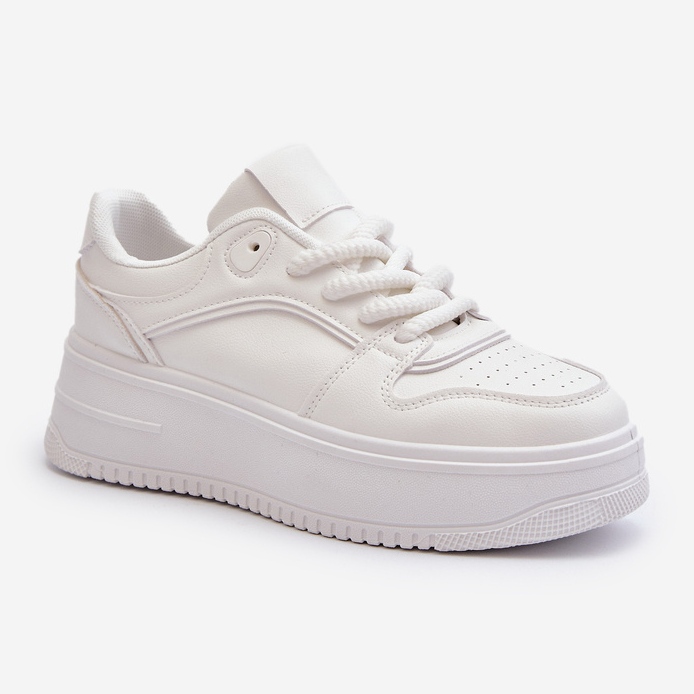 Baskets Plateforme Femme Cuir Eco Blanc Vhisper 1
