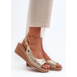 Sandales compensées dorées Sergio Leone SK301 pour femmes 2