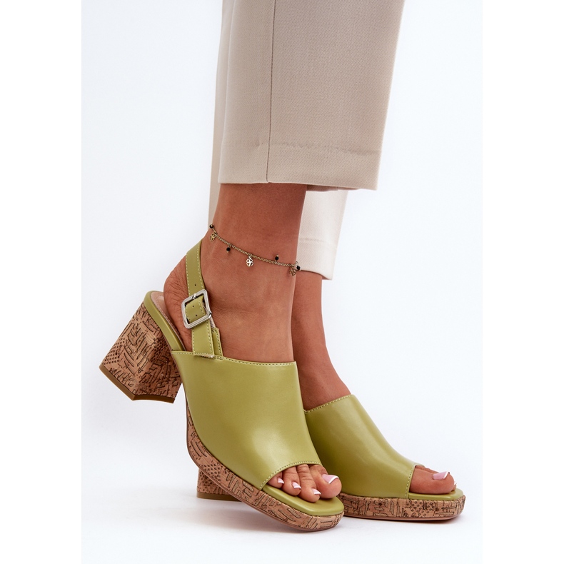 Sandales en cuir écologique pour femmes à talon haut Sergio Leone SK572 Pistache vert 2 Sandales en cuir écologique pour femmes à talon haut Sergio Leone SK572 Pistache vert 2