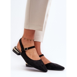 Ballerines pour femmes à talons bas à talons ouverts Sergio Leone SK831 Noir le noir 2