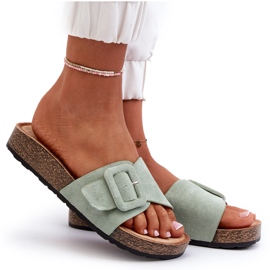 Tongs Femme Eco Daim avec Boucle, Menthe Laeltia vert 10