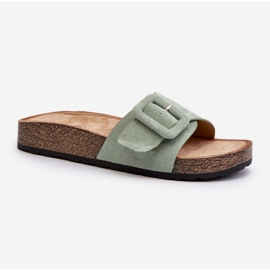 Tongs Femme Eco Daim avec Boucle, Menthe Laeltia vert 2