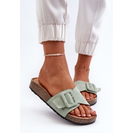 Tongs Femme Eco Daim avec Boucle, Menthe Laeltia vert 5
