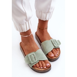 Tongs Femme Eco Daim avec Boucle, Menthe Laeltia vert 6