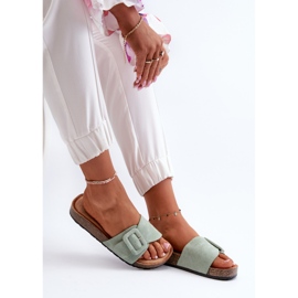 Tongs Femme Eco Daim avec Boucle, Menthe Laeltia vert 9