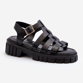 Sandales romaines pour femmes noires Rosarose 1