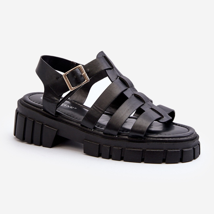 Sandales romaines pour femmes noires Rosarose 1