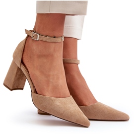 Escarpins À Talons Hauts À Bouts Pointus En Daim Eco Beige Halene 8