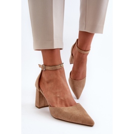 Escarpins À Talons Hauts À Bouts Pointus En Daim Eco Beige Halene 4