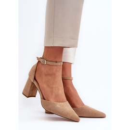 Escarpins À Talons Hauts À Bouts Pointus En Daim Eco Beige Halene 2