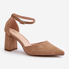 Escarpins À Talons Hauts À Bouts Pointus En Daim Eco Beige Halene 1