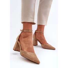 Escarpins À Talons Hauts À Bouts Pointus En Daim Eco Beige Halene 3