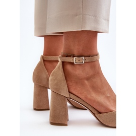 Escarpins À Talons Hauts À Bouts Pointus En Daim Eco Beige Halene 5