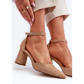 Escarpins À Talons Hauts À Bouts Pointus En Daim Eco Beige Halene 7